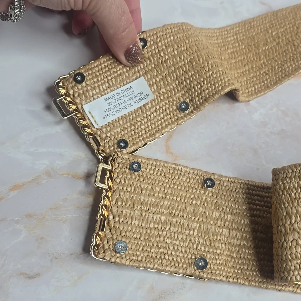 Gold elastic belt 2x new - Picture 3 of 6